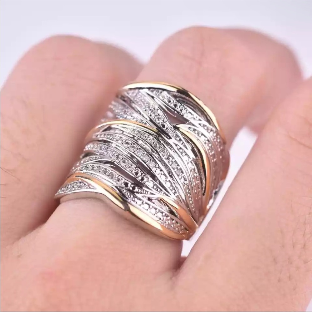 New Vintage 925 Silver Ring White Promise Wedding Band Ring - Picture 5 of 6